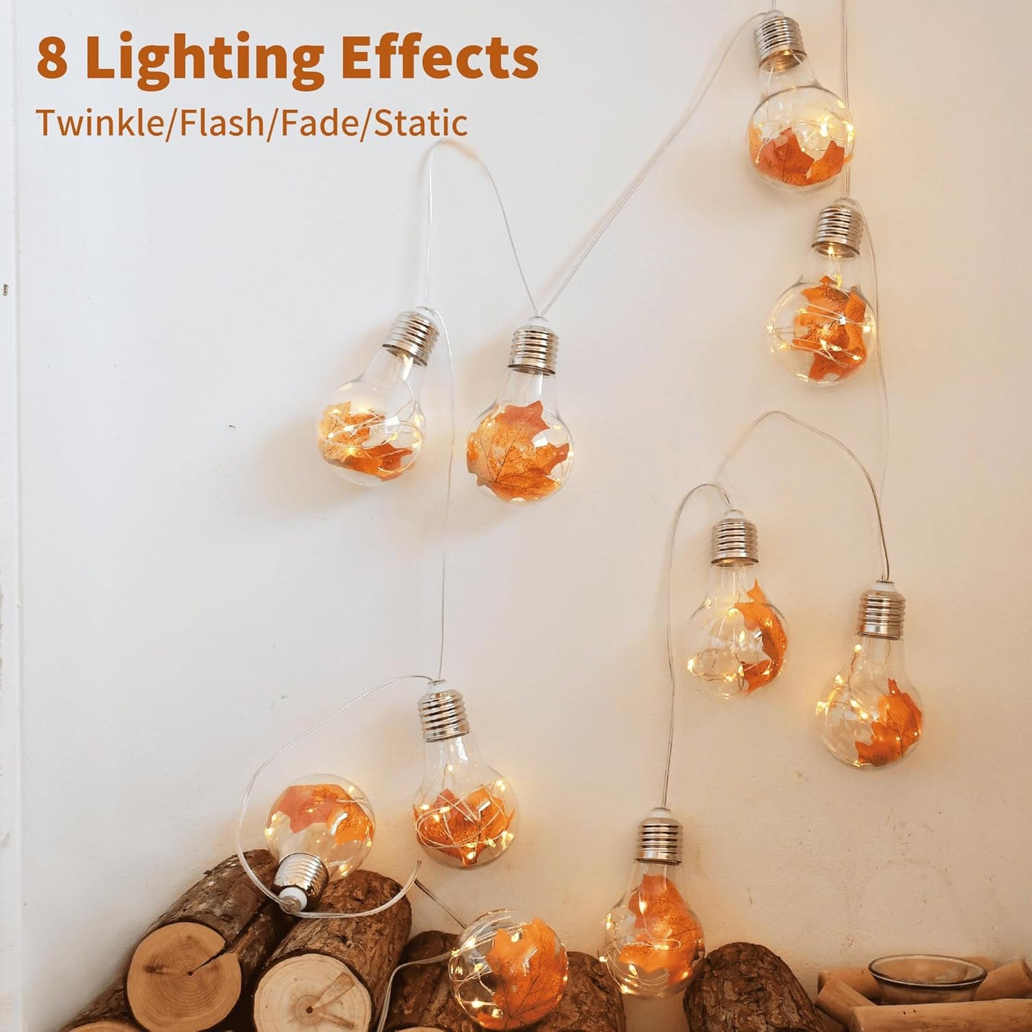 YOLIGHT Fairy Bulb Lights Maple Leaf Lights Battery Operated with Remote Timer