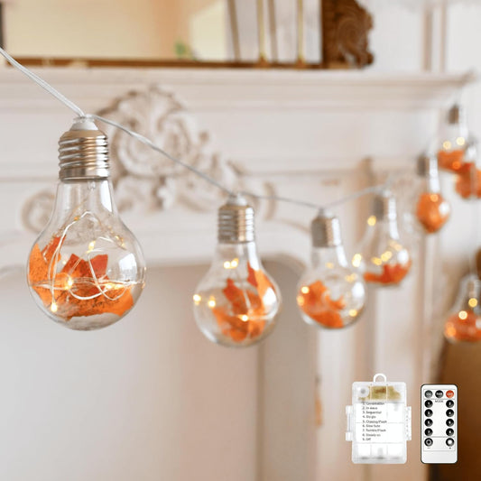 YOLIGHT Fairy Bulb Lights Maple Leaf Lights Battery Operated with Remote Timer