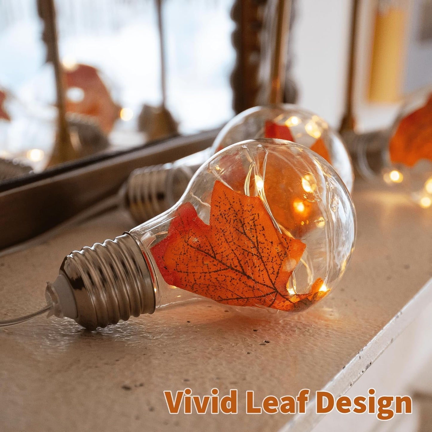 YOLIGHT Fairy Bulb Lights Maple Leaf Lights Battery Operated with Remote Timer