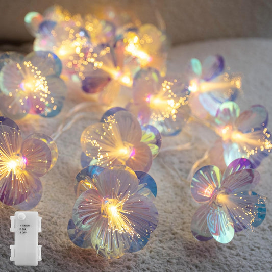 YOLIGHT Fiber Optic Flower String Fairy Lights Battery Operated