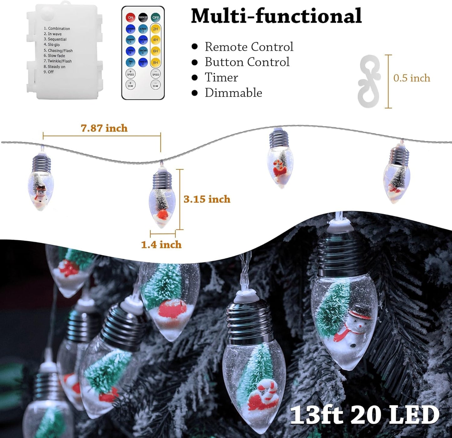 Christmas Bulb String Lights Battery Operated & Timer