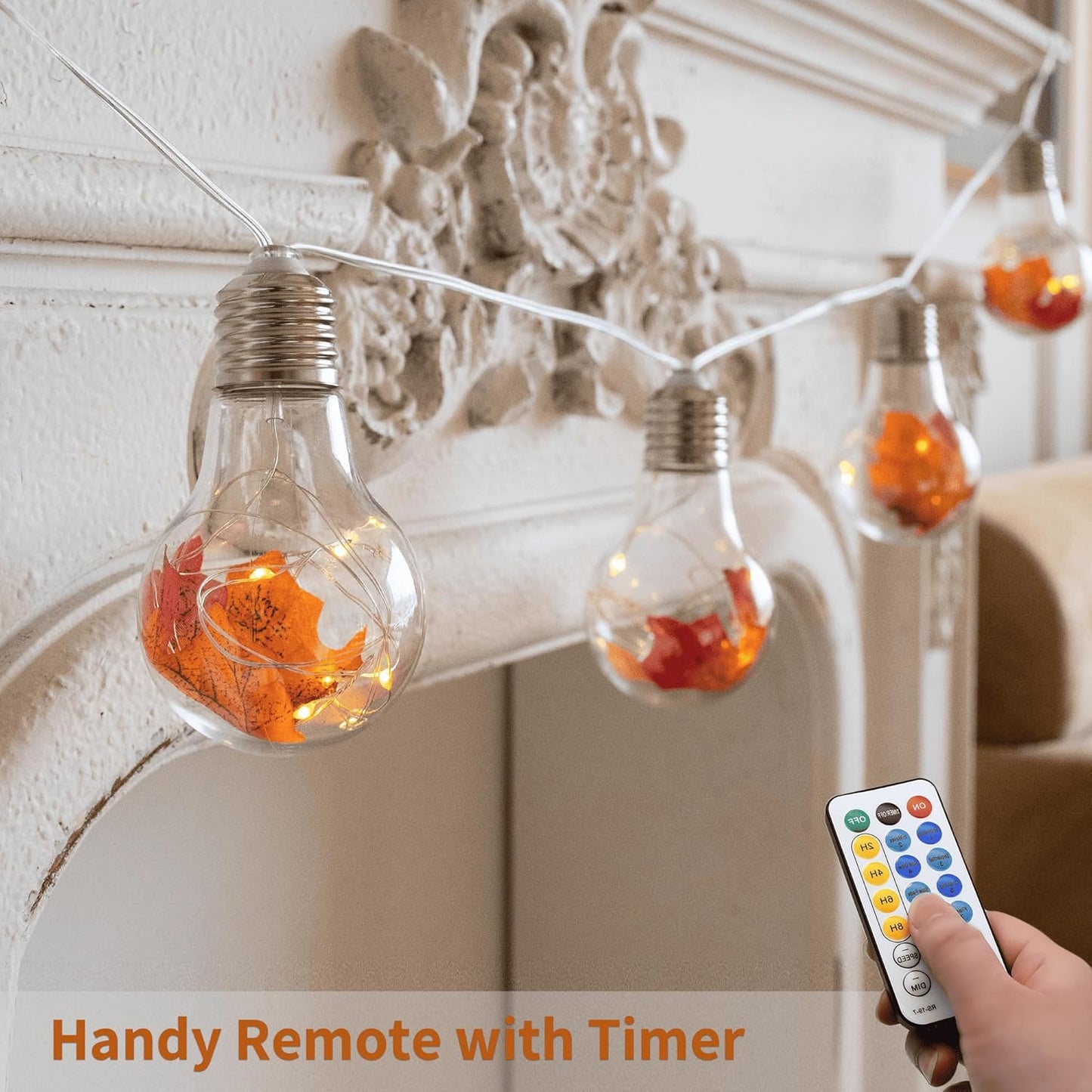 YOLIGHT Fairy Bulb Lights Maple Leaf Lights Battery Operated with Remote Timer