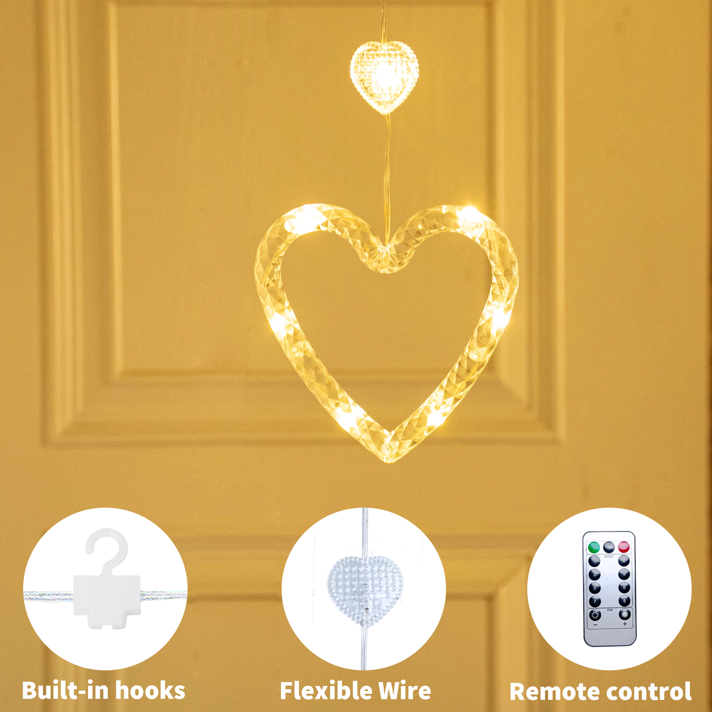 Heart Curtain Lights Valentine's Day Window Lights
