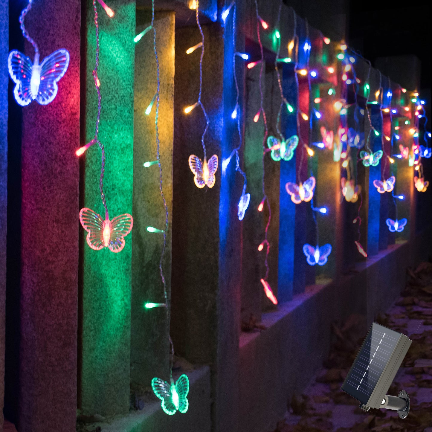 YOLIGHT Butterfly Solar Curtain Lights USB Rechargable Solar Garden Decoration
