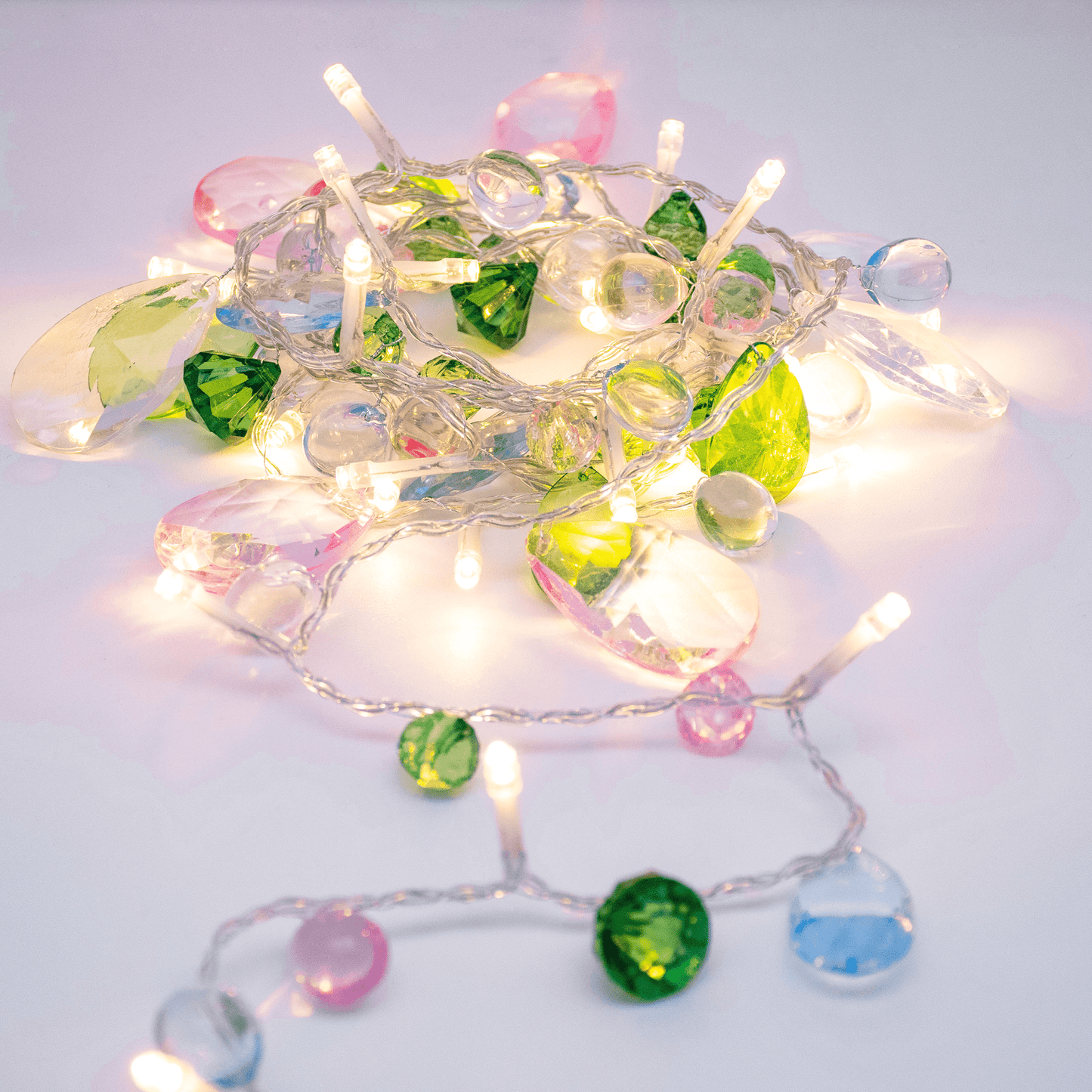 Pastel Crystal Lights 10ft 30 LED Jewels Fairy Lights Battery Operated/USB Plug