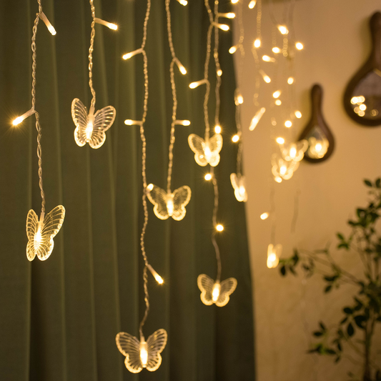 YOLIGHT Butterfly Curtain Lights USB Fairy Lights with Remote, Timer