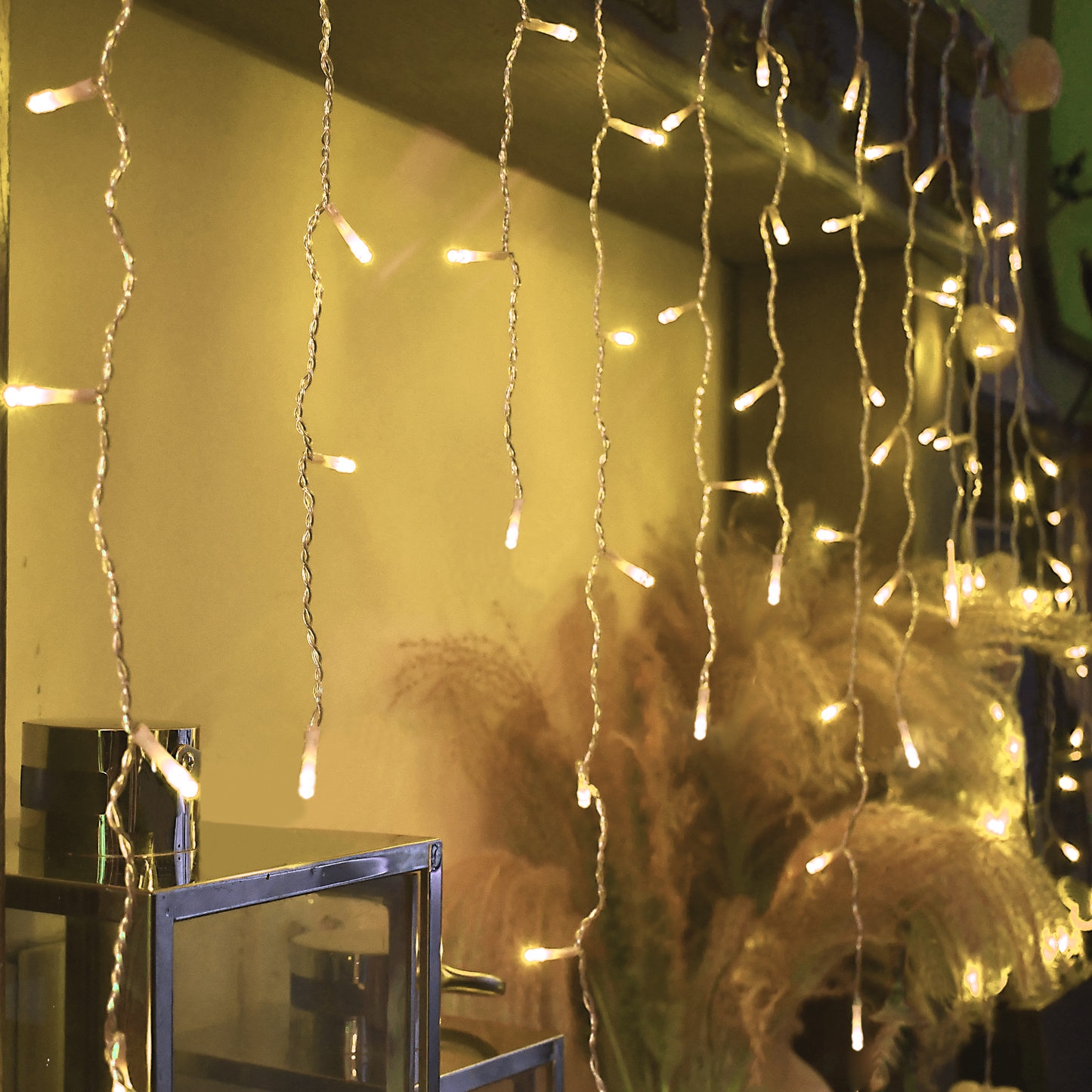 YOLIGHT Icicle Christmas Lights 13ft 96 LEDs Icicle String Lights Twinkle Curtain Lights