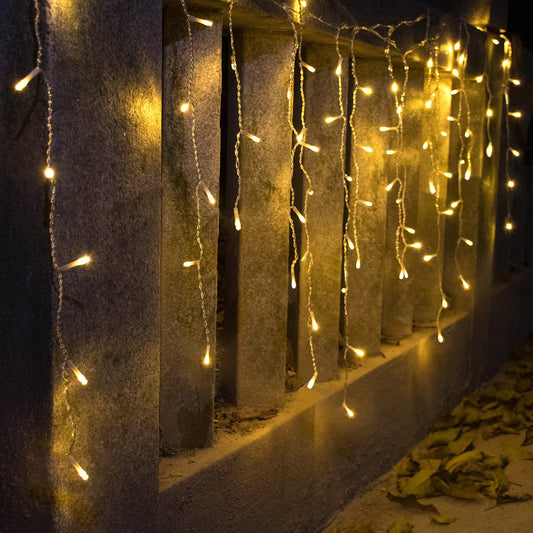 YOLIGHT Icicle Christmas Lights 13ft 96 LEDs Icicle String Lights Twinkle Curtain Lights