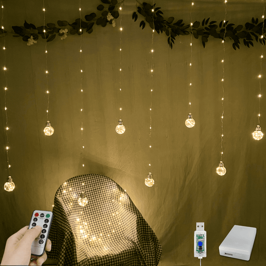 YOLIGHT Wishing Ball Curtain Lights USB/Battery Operated Window Fairy Curtain Lights