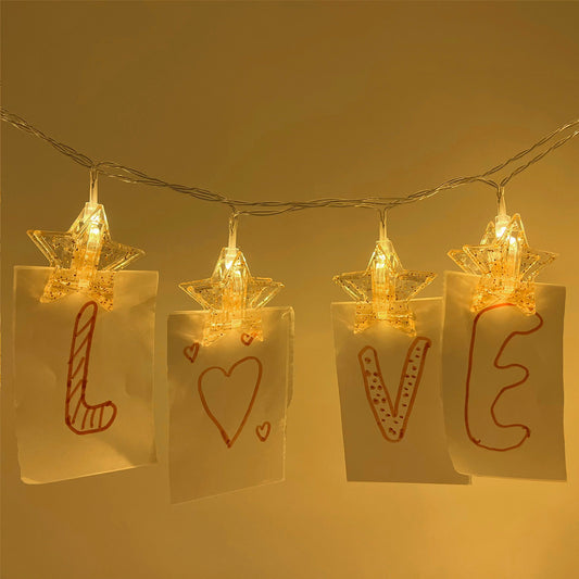 Stars Photo Clips String Light 10ft LED Photo Wall Decor Lights with 20 Clips Battery Operated