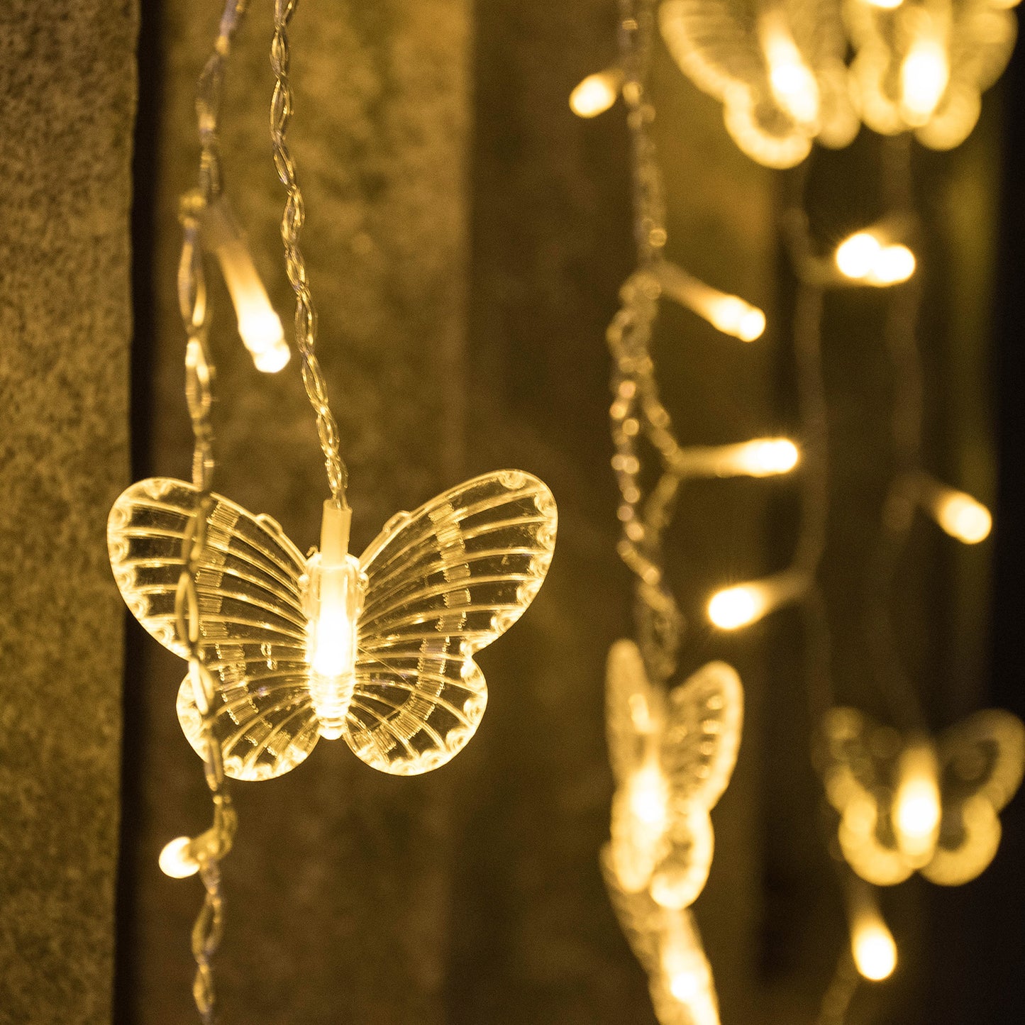YOLIGHT Butterfly Solar Curtain Lights USB Rechargable Solar Garden Decoration