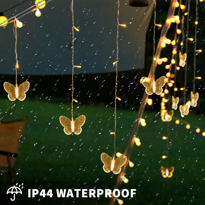 YOLIGHT Butterfly Solar Curtain Lights USB Rechargable Solar Garden Decoration