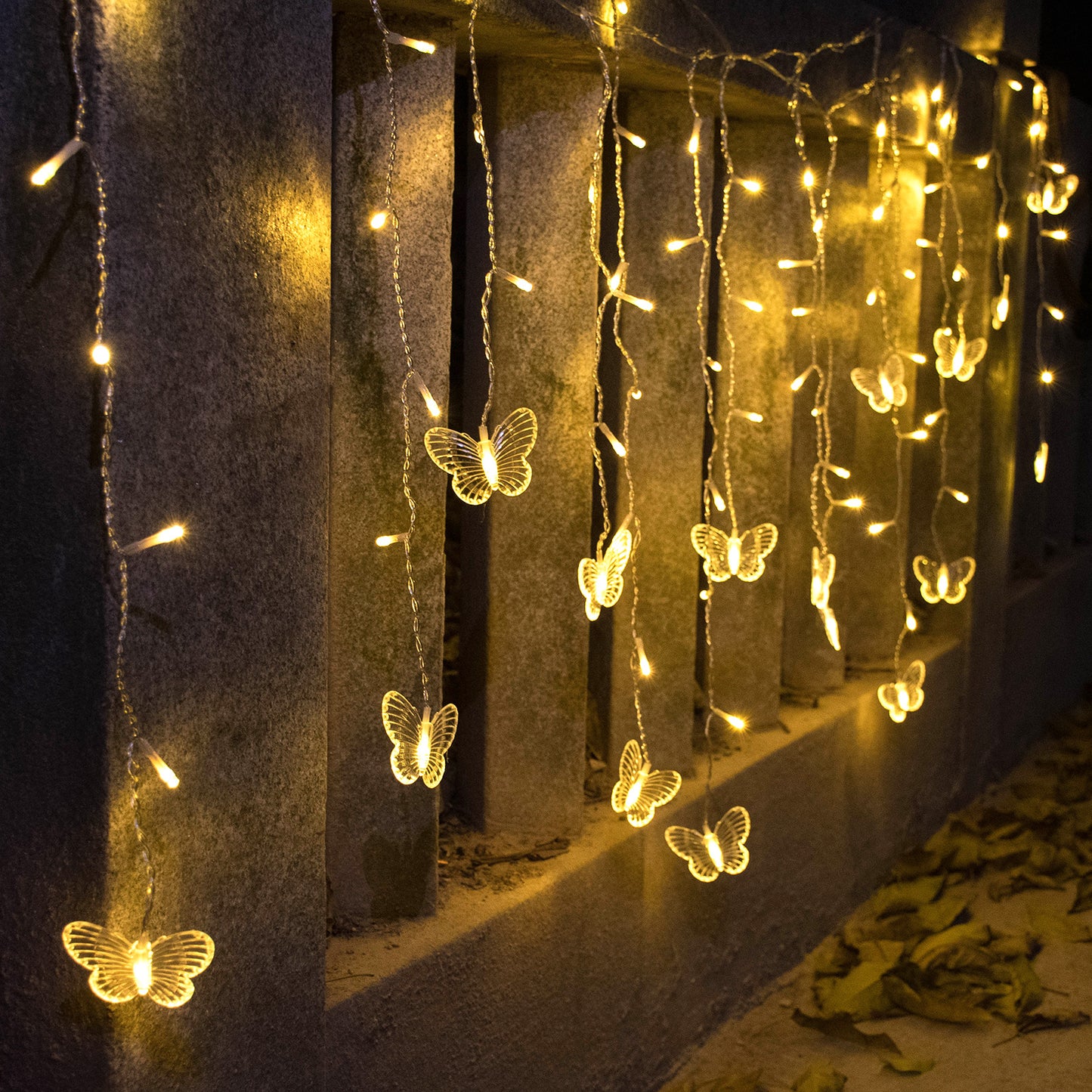 YOLIGHT Butterfly Solar Curtain Lights USB Rechargable Solar Garden Decoration